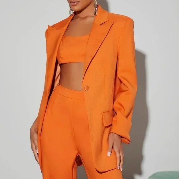 Orange Contemporary Single Breasted blazer - Picture 5 of 5